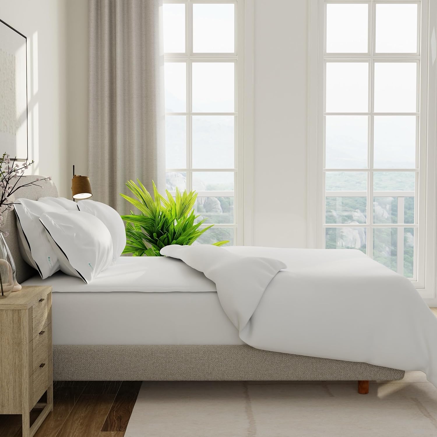 QuickZip Sateen Pillow Case King Size (20" X 39") Pillowcases, Set of 2, 100% Cotton Pillow Covers with Envelope Closure, White