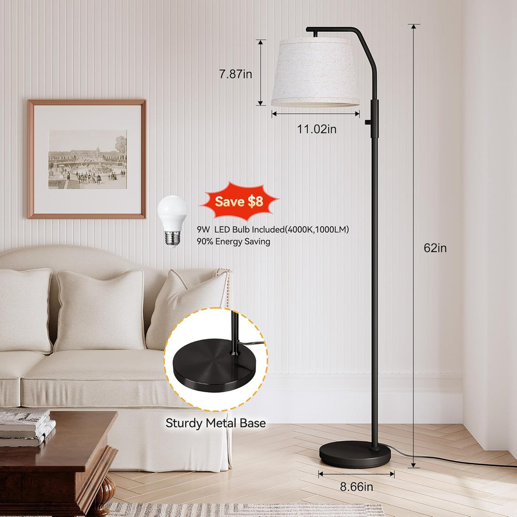 SUNMORY Floor Lamps for Living Room, 9W Bulb Included, Tall Lamp for Bedroom with Adjustable Head, Modern Standing Lamp, 0-100% Dimmable…