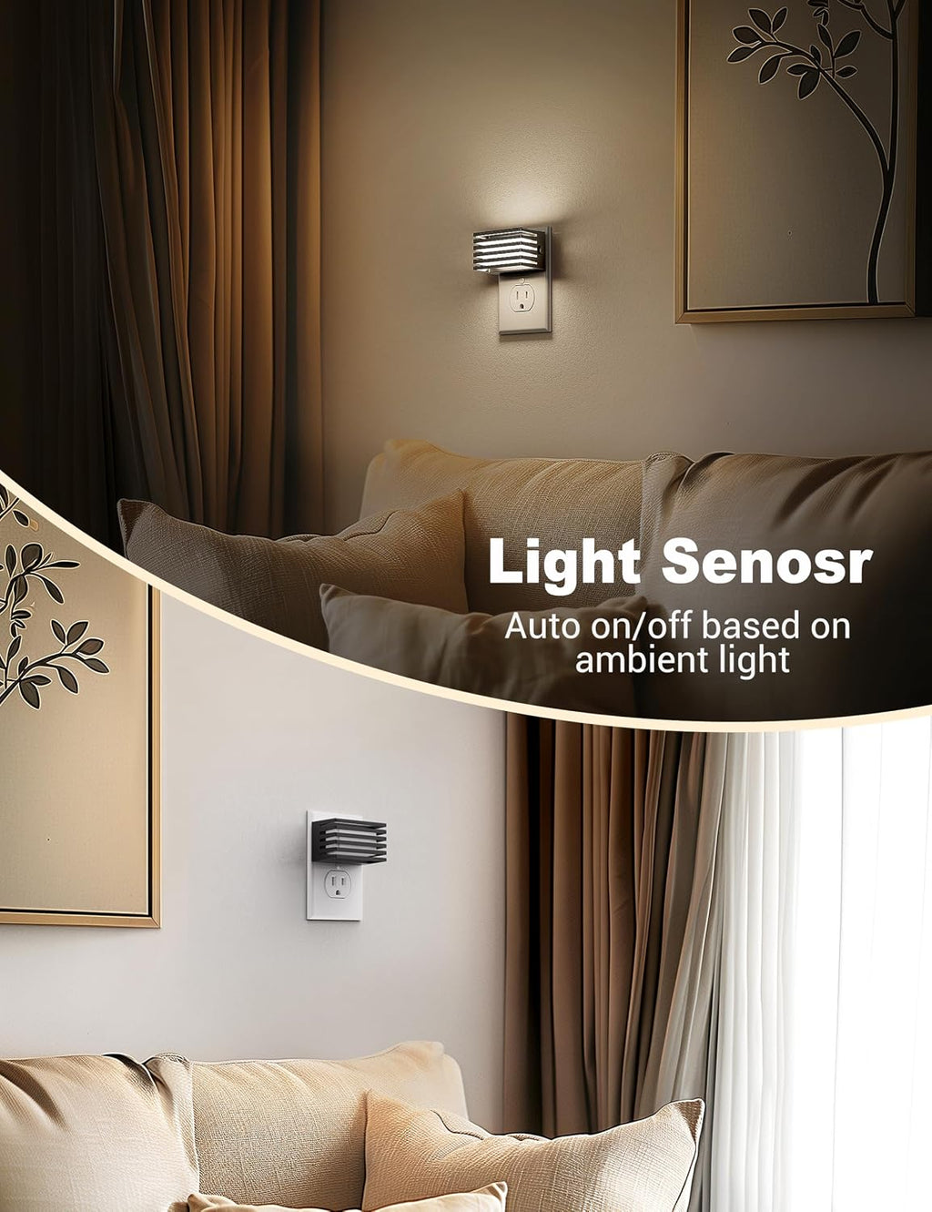 JandCase LED Night Light, [2 Pack] Night Lights Plug into Wall with Dusk to Dawn Sensor, Dimmable Plug in Night Light, Adjustable…