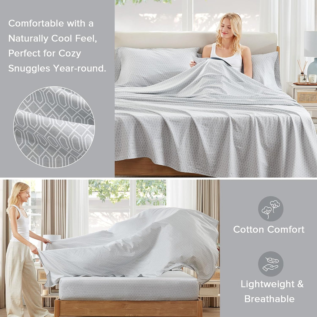ComfortSpaces Comfort Spaces 100% Cotton Sheet Set Breathable, Lightweight, Soft with 14" Elastic Pocket Fits up to 16" Mattress, All Seaso…