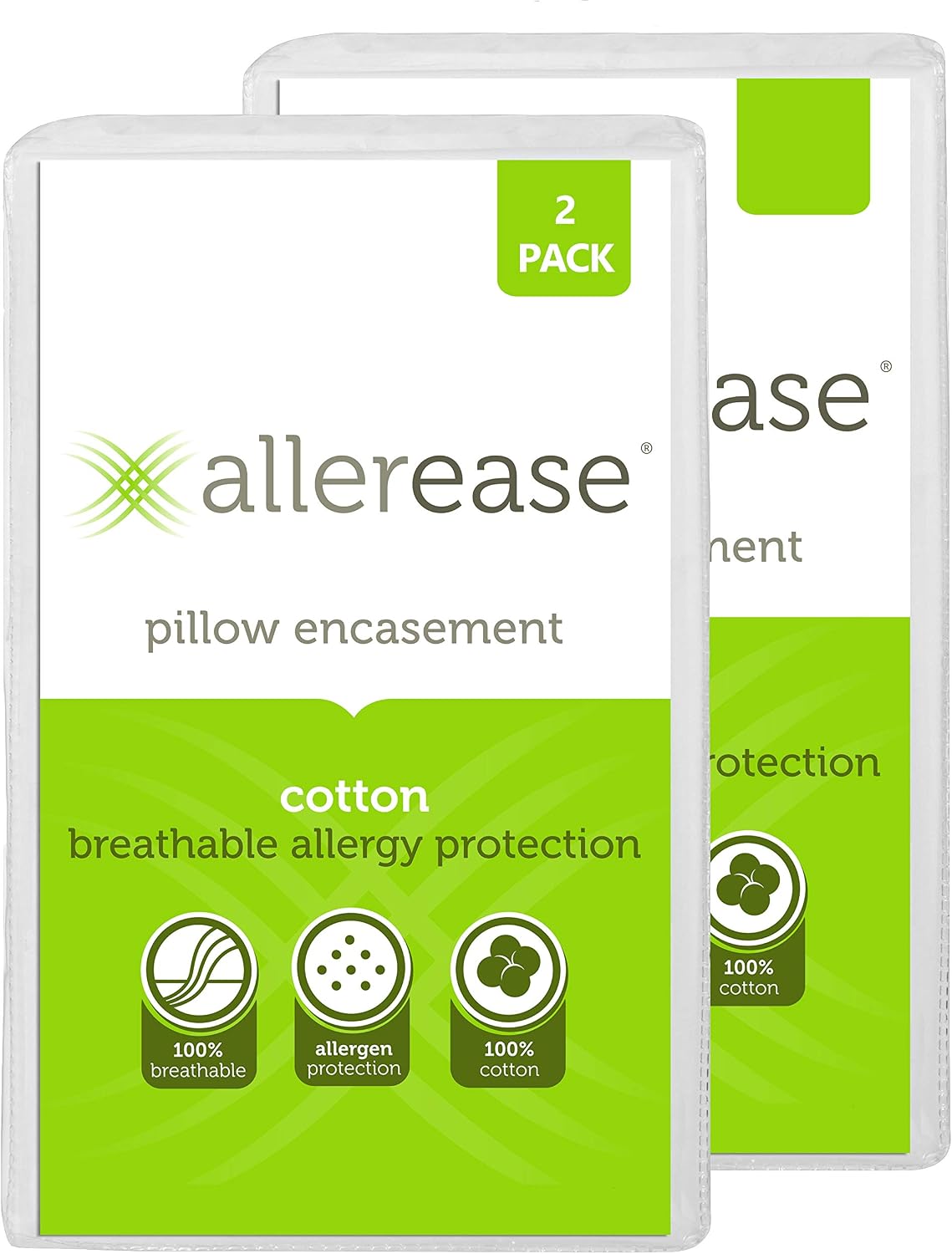AllerEase 100% Breathable Cotton Pillow Protector for Sleeping, King 36" x 20" (Pack of 1) 2 Count 2 Count Cotton White