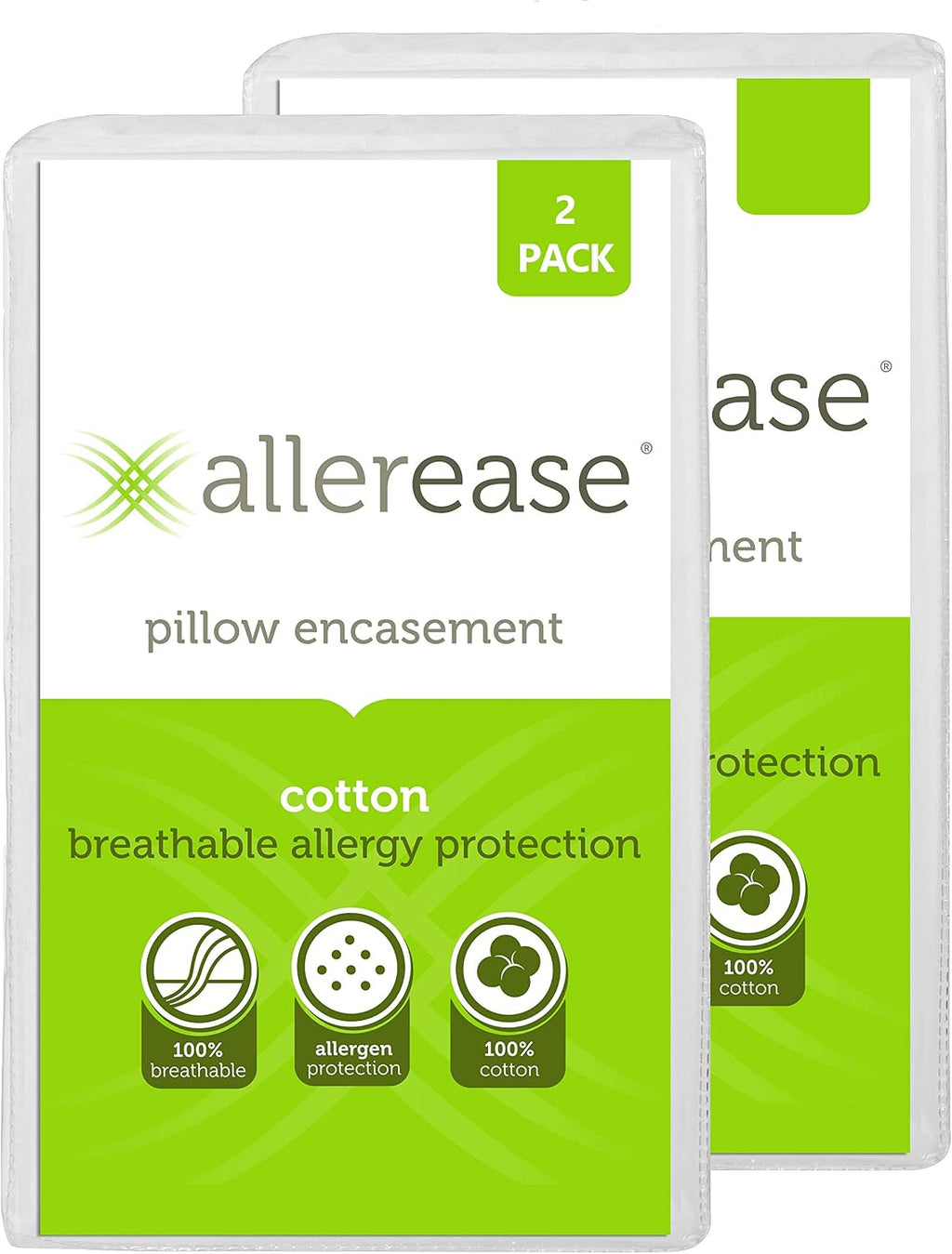 AllerEase 100% Breathable Cotton Pillow Protector for Sleeping, Queen 30" x 20" - 1 Pack of 2, White 1 Pack Cotton White