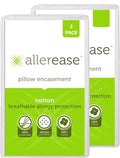 AllerEase 100% Breathable Cotton Pillow Protector for Sleeping, Queen 30" x 20" - 1 Pack of 2, White 1 Pack Cotton White