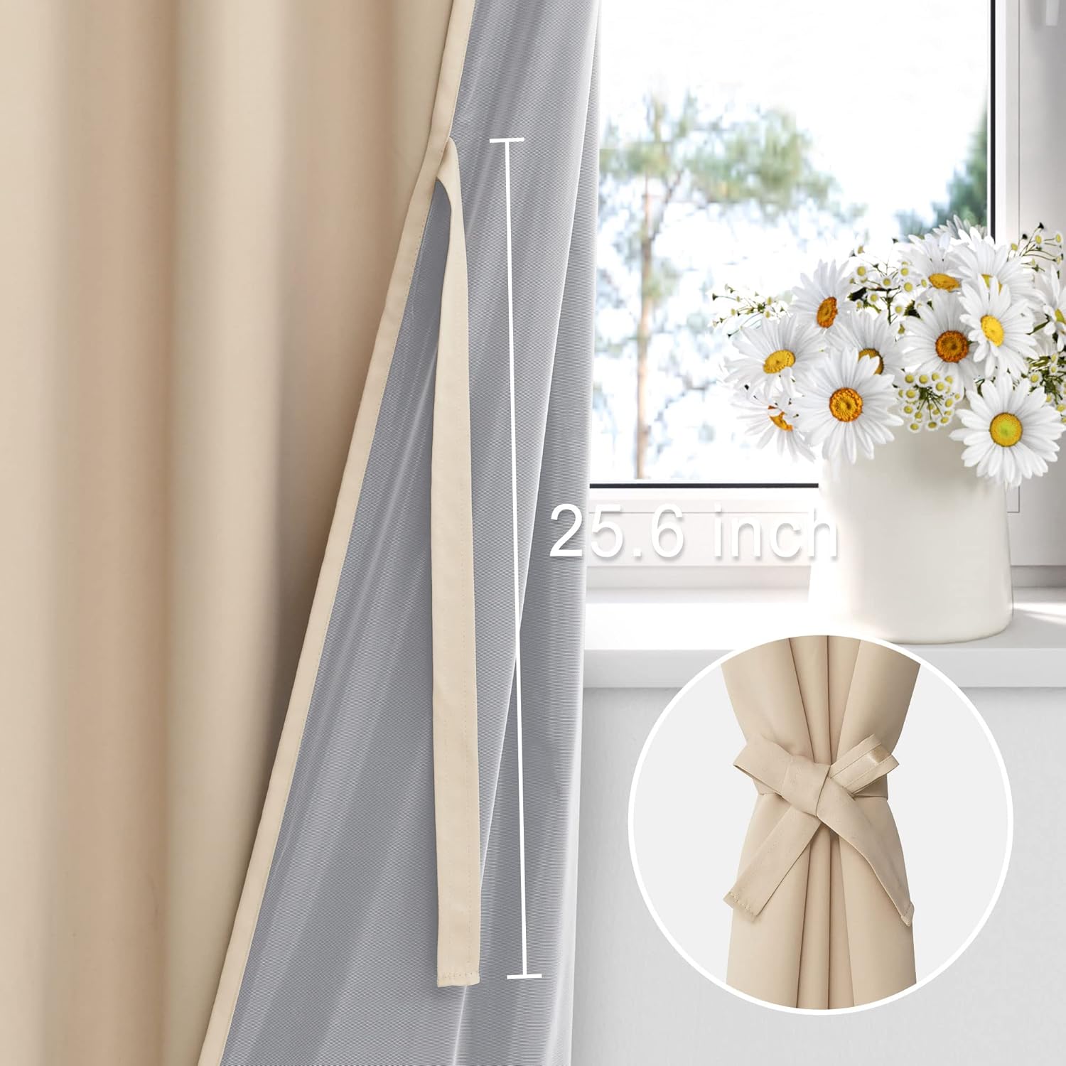 Xwzo Complete Blackout Shades Window Curtain Panels with Tiebacks- Noise Reduction and Light Blocking Grommet Curtains with Black Liner for…