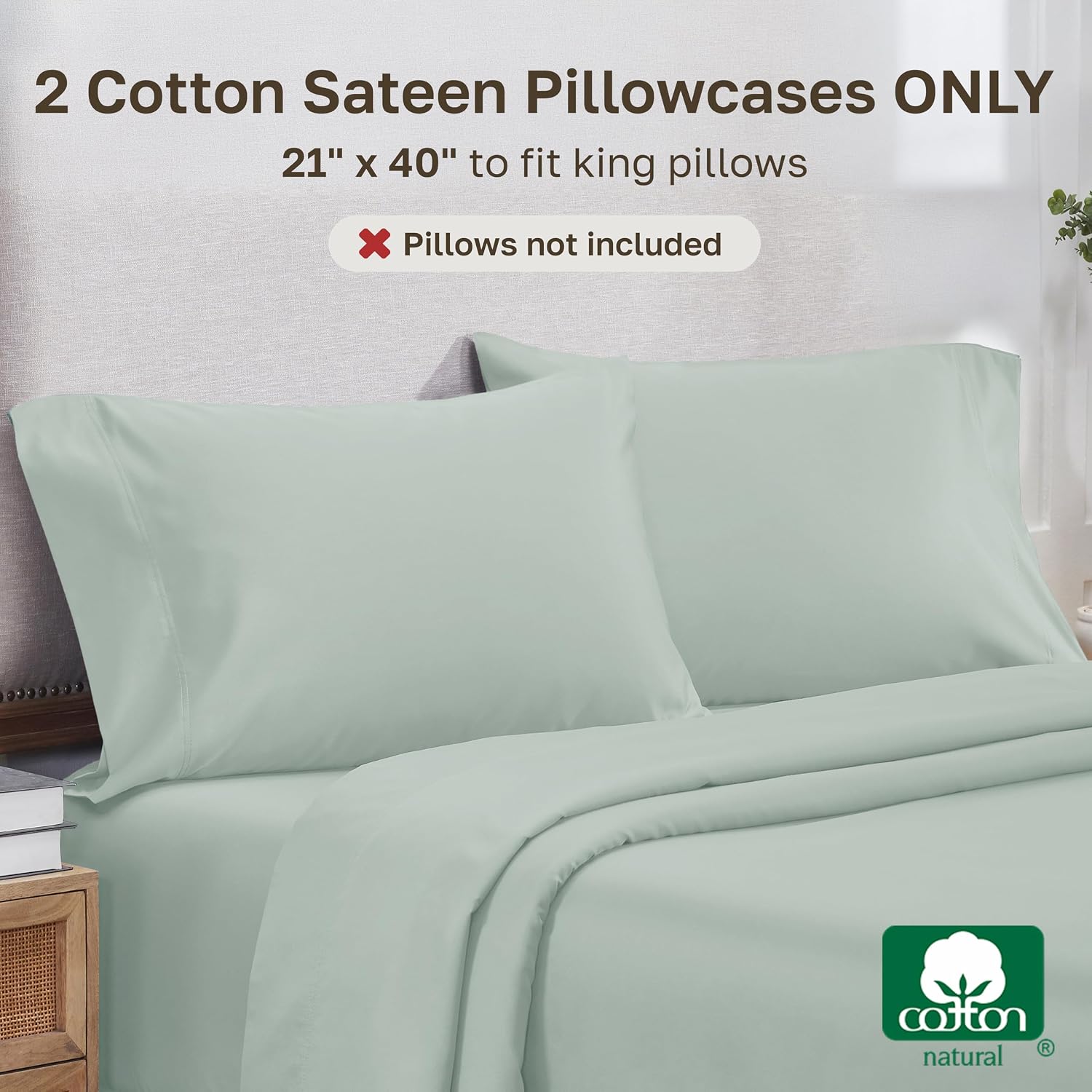 CaliforniaDesignDen California Design Den Heirloom Soft, Smooth & Thick Certified 800 Thread Count 100% Cotton Sateen, 2 Pillow Cases King…