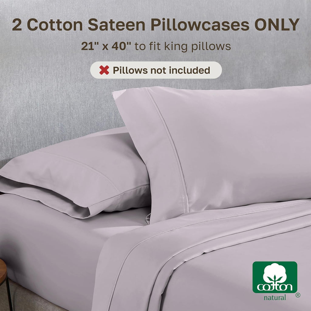 CaliforniaDesignDen California Design Den King Size Pillowcase Set - 400 Thread Count, 100% Cotton Sateen, Set of 2 Pillow Covers, Soft and…