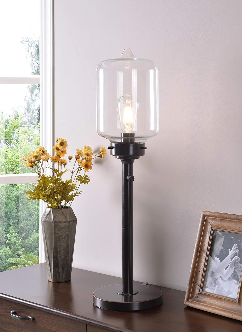 Kenroy Home 32407ORB Casey Table Lamp with Oil Rubbed Bronze Finish, Rustic Style, 28.25" Height, 7.875" Width, 7.875" Depth