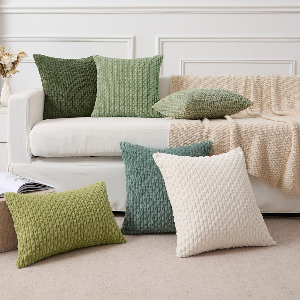 KevinTextile Kevin Textile Spring 16x24 Inch Pillow Cover 1 Pack Boho Decorative Soft Striped Corduroy Lumbar Farmhouse Solid Color Accent…