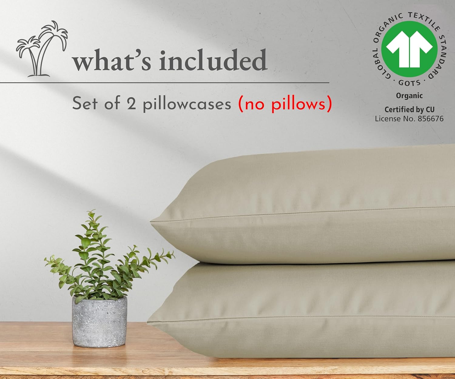 CaliforniaDesignDen California Design Den 100% Organic Cotton Queen/Standard Pillow Case Set of 2 - Soft & Crisp Percale, Fits Standard & Q…