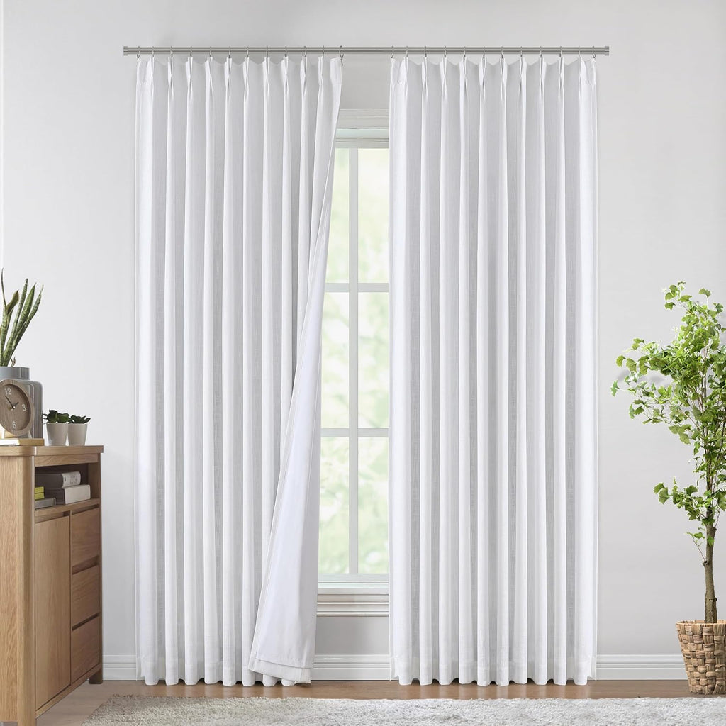 VisionHome Vision Home White Pinch Pleated Full Blackout Curtains 60 inch Wide Thermal Insulated Window Panels 90 inch for Living Room Bedr…