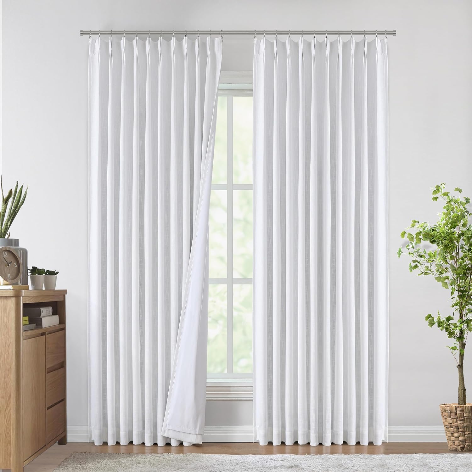 VisionHome Vision Home White Pinch Pleated Full Blackout Curtains 60 inch Wide Thermal Insulated Window Panels 90 inch for Living Room Bedr…