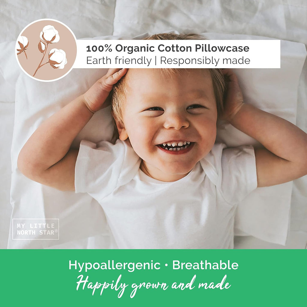 MyLittleNorthStar Toddler Pillow with Pillowcase - 13x18 Soft Organic Cotton Toddler Pillow for Sleeping - Washable Nap Pillow - Travel Pil…