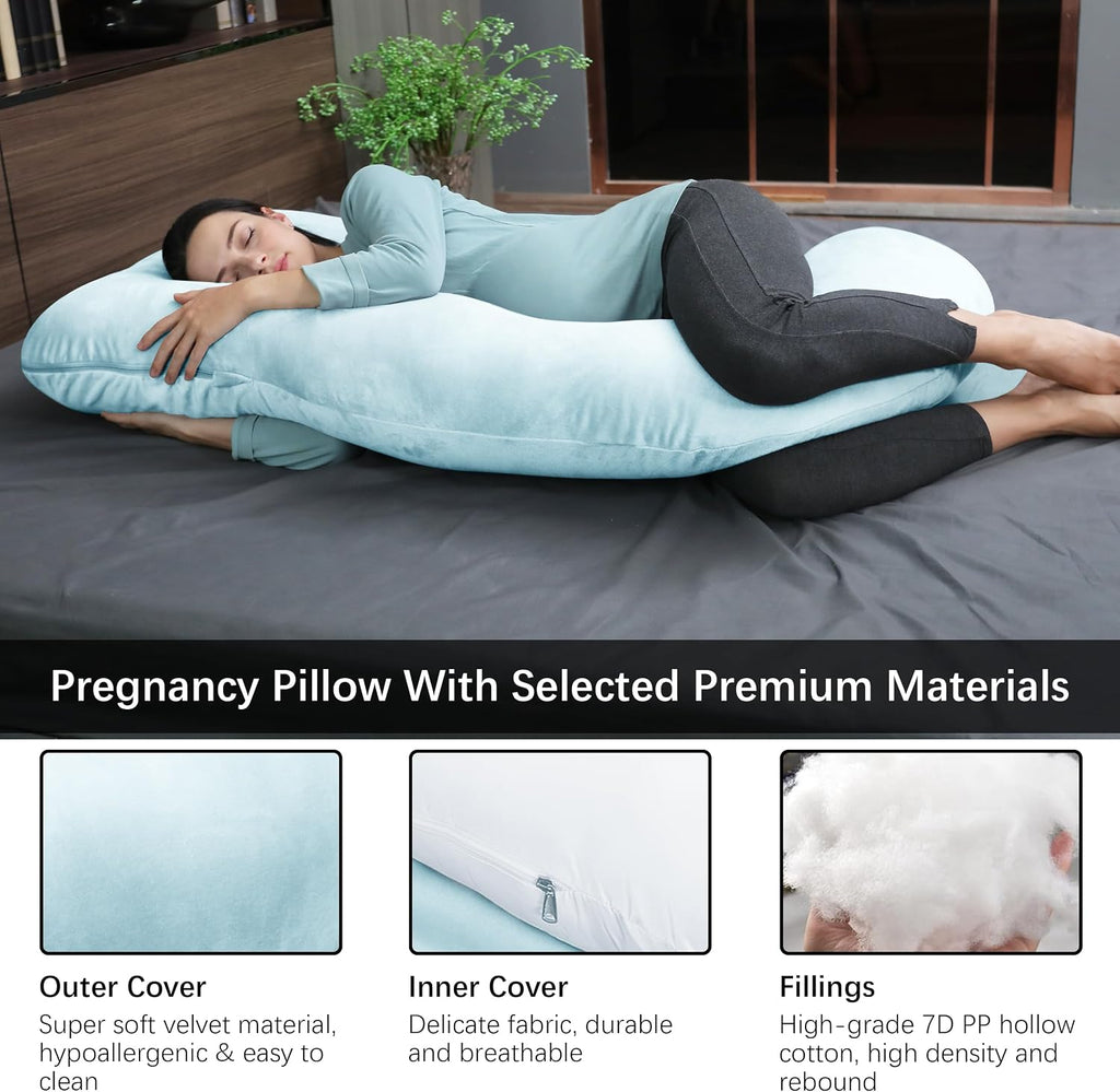 Moonpark MOON PARK Pregnancy Pillows for Sleeping - U Shaped Full Body Maternity Pillow with Removable Cover - Support for Back, Legs, Bell…
