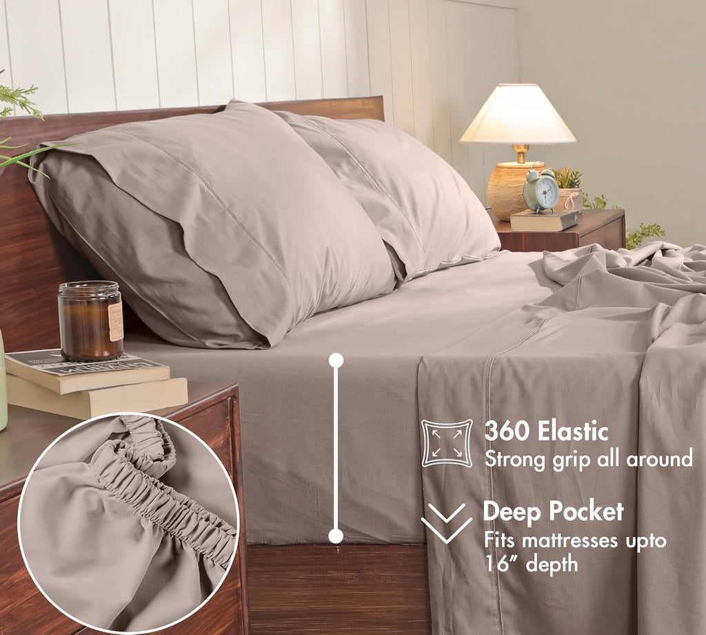 Ruvanti 100% Cotton Percale Sheets Queen Size – Crisp Cooling Bed Sheets for Hot Sleepers, Deep Pocket 16”, Soft Breathable & Durable Hotel…