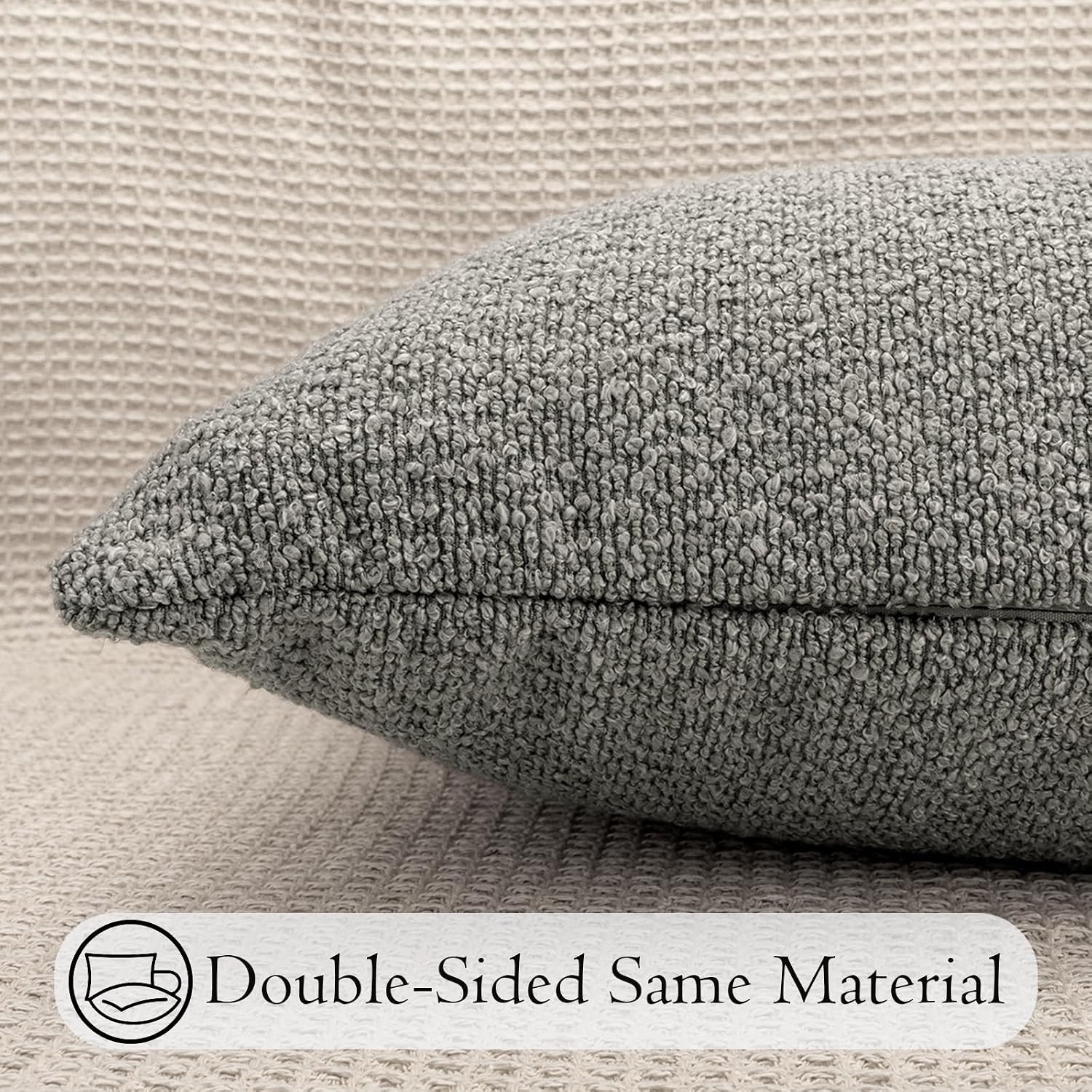 JoraLion 20x54 inch Neutral Boucle Body Pillow Cover, Light Grey Long Pillow Cover Cozy Soft Cushion Case for Couch Sofa Bed Living Room…