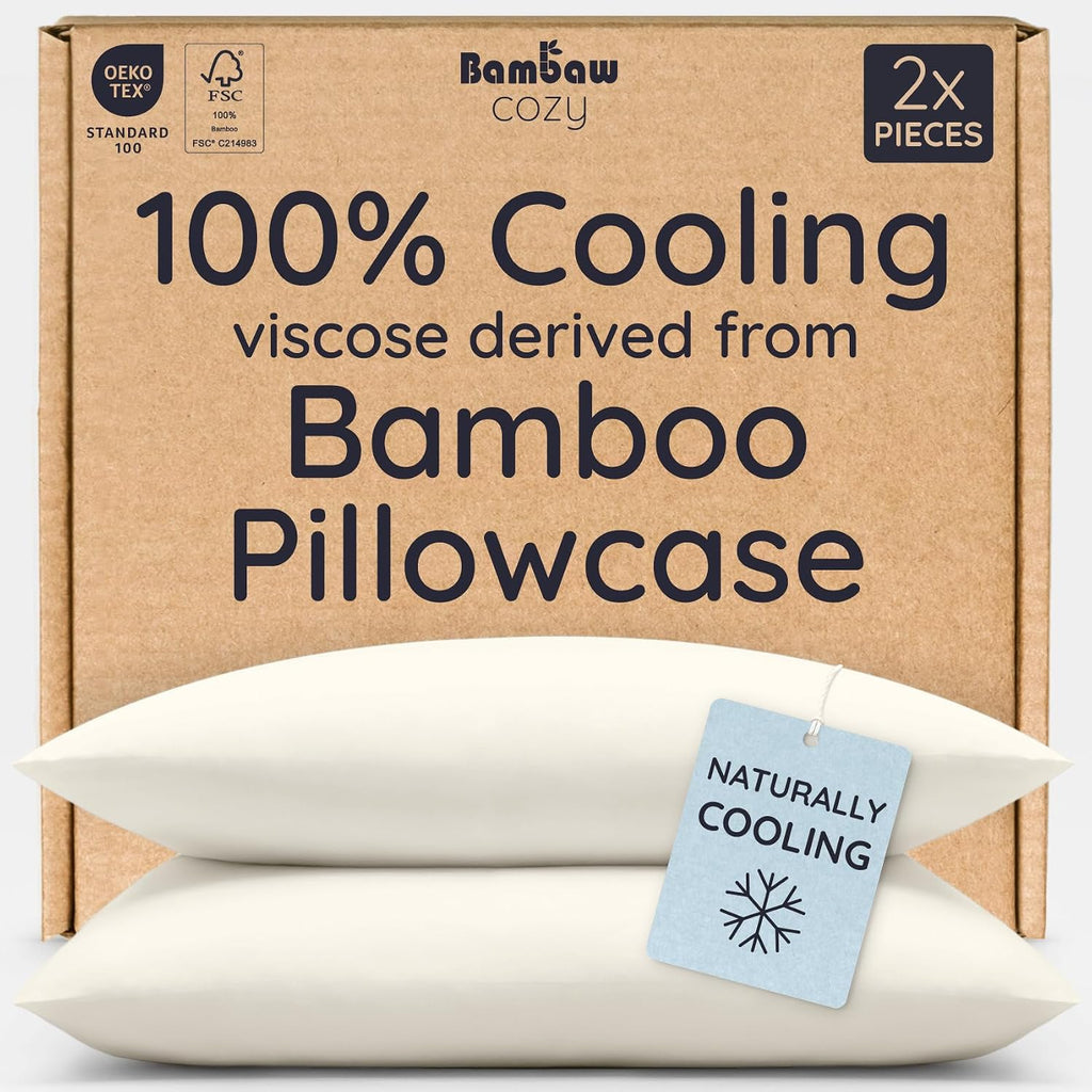 Bambaw 100% Viscose Derived from Bamboo Pillowcases King Size – Set of 2 King Size Cooling Pillow Cases for Ance with Envelope Closure, Bre…