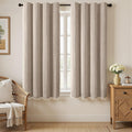 XOGUIBO Brown Boho Blackout Curtains 2 Panels 63 Inch for Living Room Bedroom, Warm Taupe Linen Texture Farmhouse Curtains with Tass…