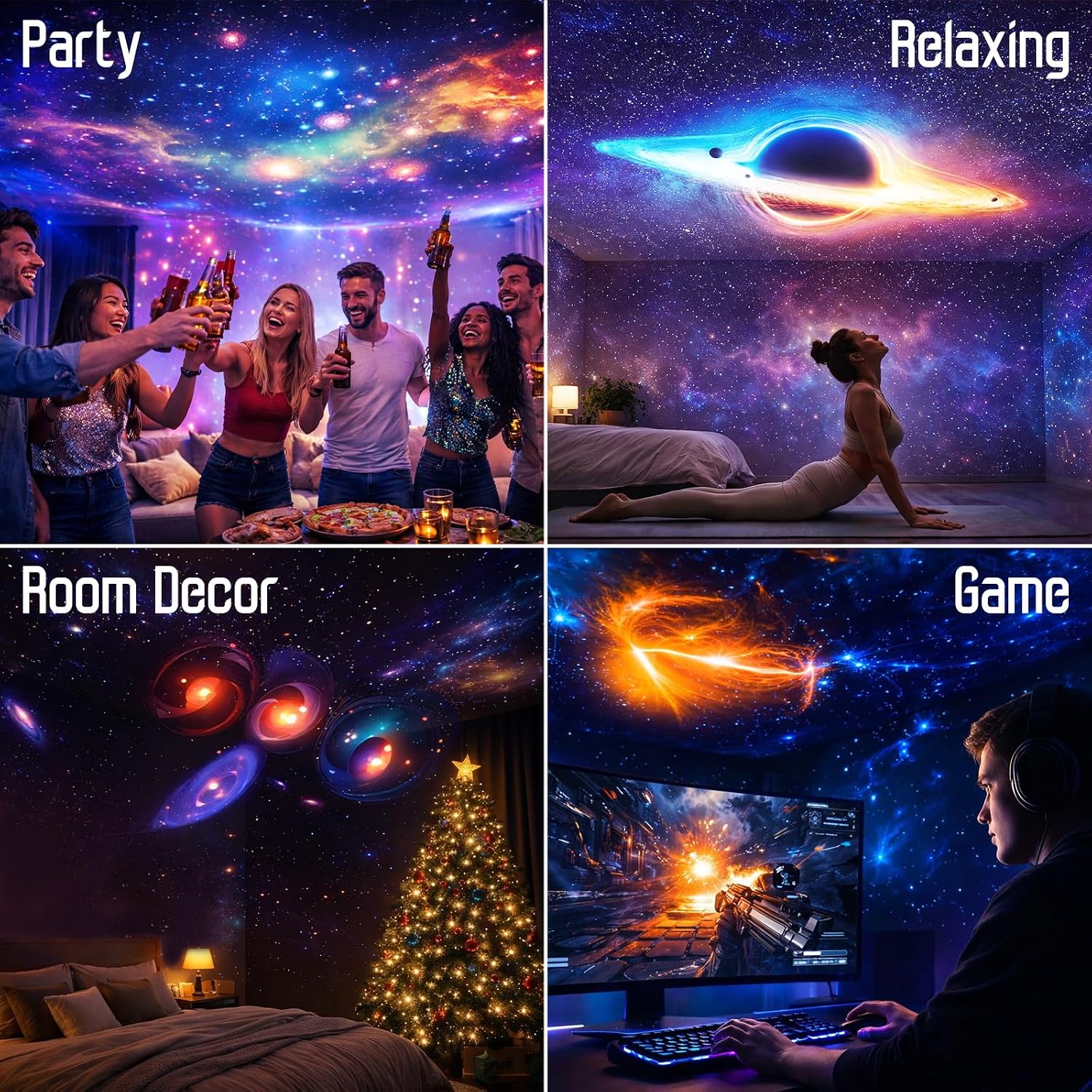 Upgraded Planetarium Projector with White Noise & Bluetooth Speaker, Astronaut Space Light Galaxy Projector for Bedroom, Ceiling Star…
