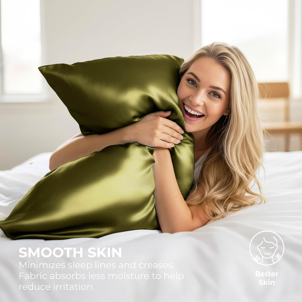 PureBedding Pure Bedding Satin Pillowcase 2 Pack - Queen Size (20"x30", Sage) - Silky Pillow Cases for Hair and Skin - Satin Pillow Covers…