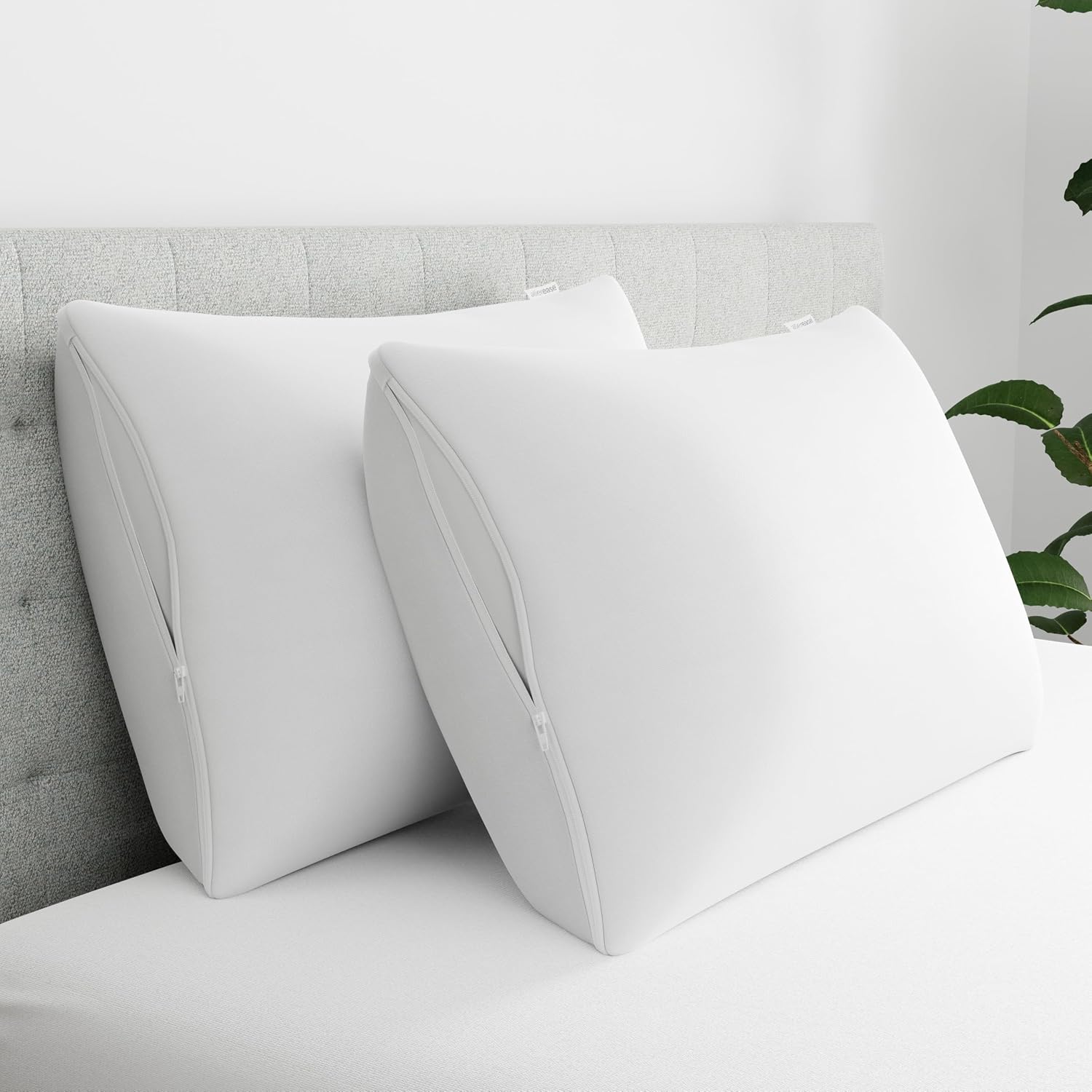 AllerEase Maximum Pillow Protector Particle Barrier Soft Comfortable Machine Washable Zippered Pillow Cover, White King Size, 2 Pack White…