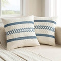 MIULEE Set of 2 Coastal Blue Boho Decorative Pillow Covers 20x20 Inch Farmhouse Rustic Couch Throw Pillows Modern Summer Cotton Cushion…