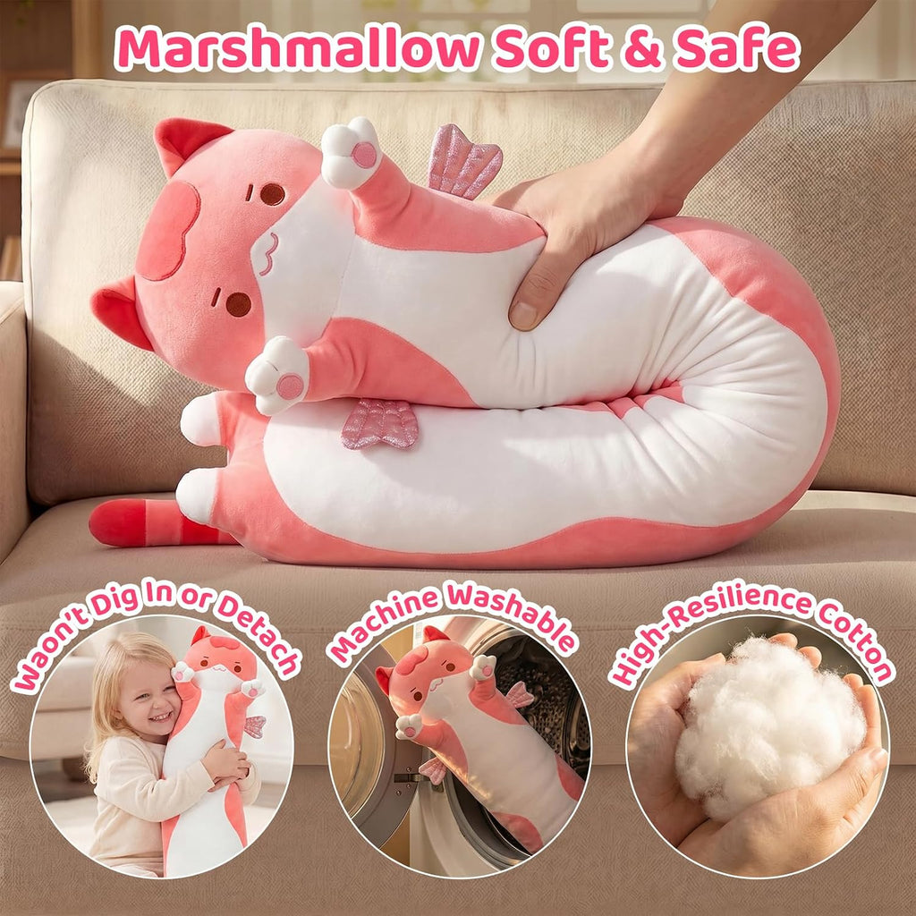 Mewaii Long Cat Plush 5 Sizes, 120% Extra Filling Giant Plushness Kids Body Pillow, Kawaii Cute Pink Cat Stuffed Animals Plushies, Big…