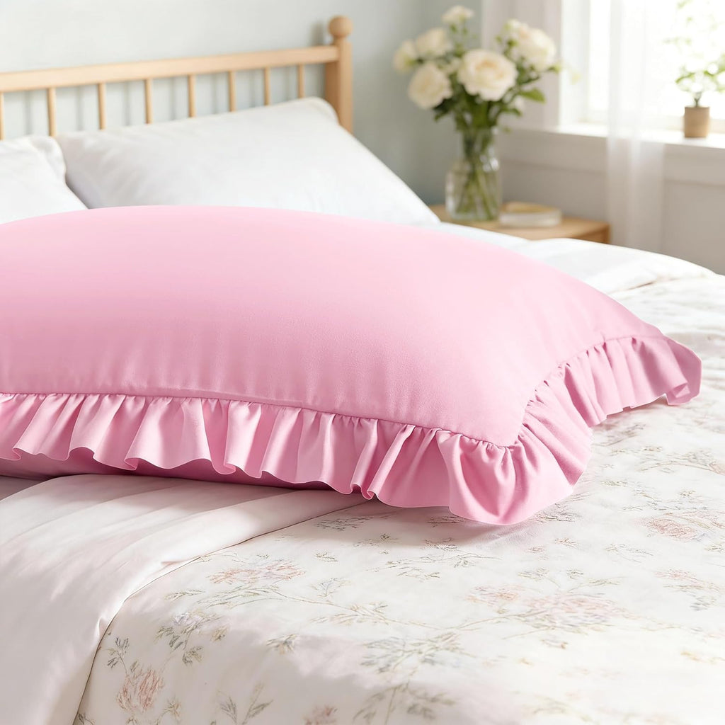 Aerlomi Ruffled Pillowcases, King Pillow Shams 20x36 Set of 2, Brushed Microfiber with Envelope Closure, Soft Wrinkle-Resistant, Pin…