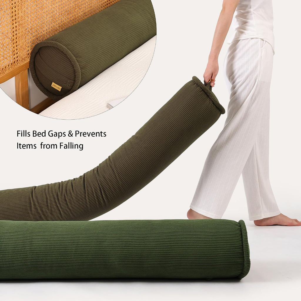 Long Round Body Pillow for Adults – Corduroy Cervical Roll Bolster Pillow, Firm Support for Spine Alignment & Side Sleeping,47 x 7.87…