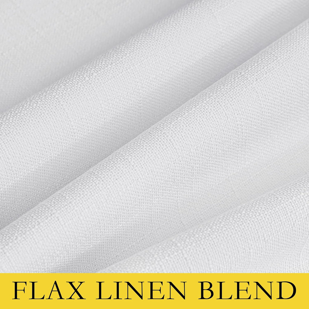 NICETOWN 100% Absolutely Blackout Linen Curtains with Thermal Insulated White Liner, White, 42 inches Wide, 72 inches Length Energy…