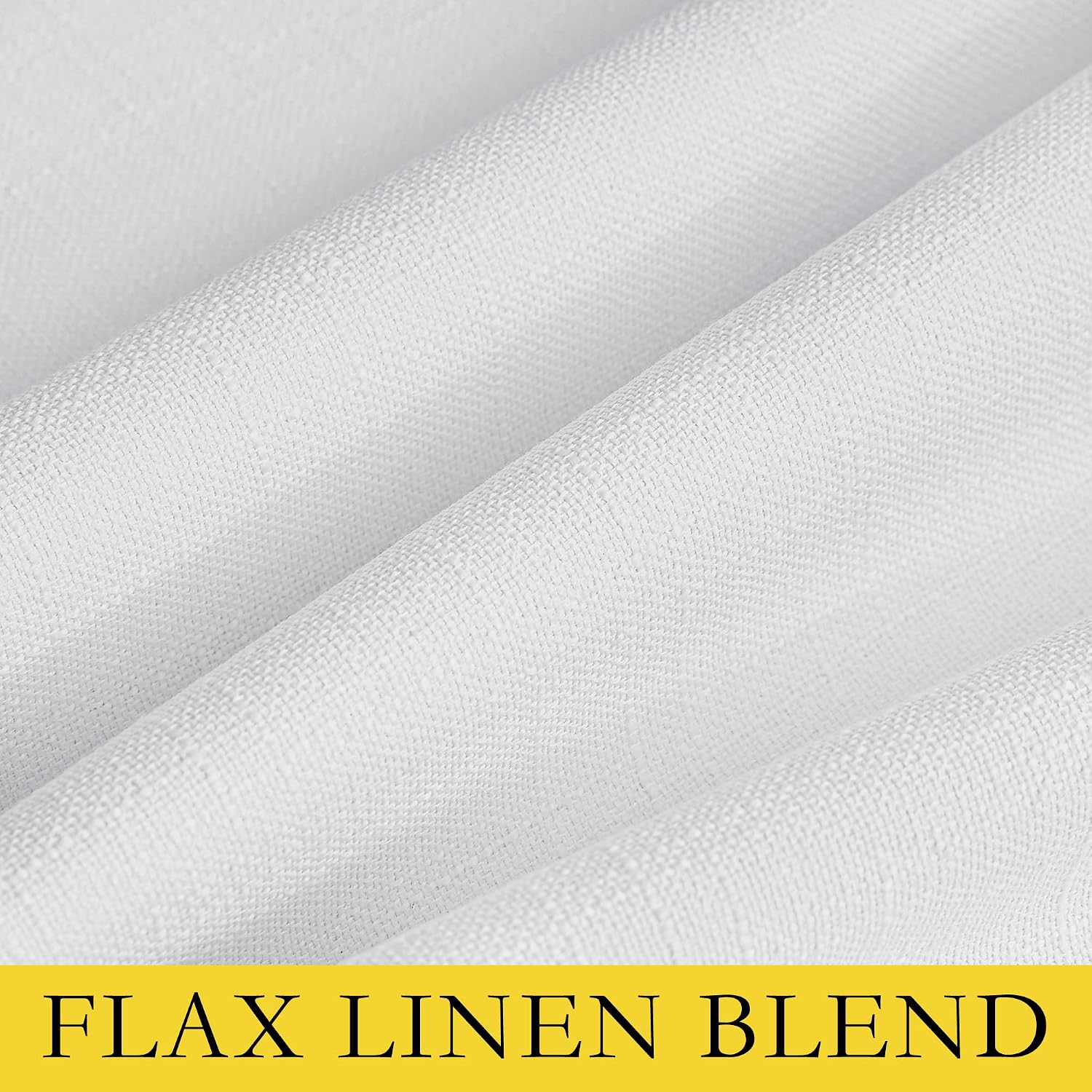 NICETOWN 100% Absolutely Blackout Linen Curtains with Thermal Insulated White Liner, White, 42 inches Wide, 72 inches Length Energy…