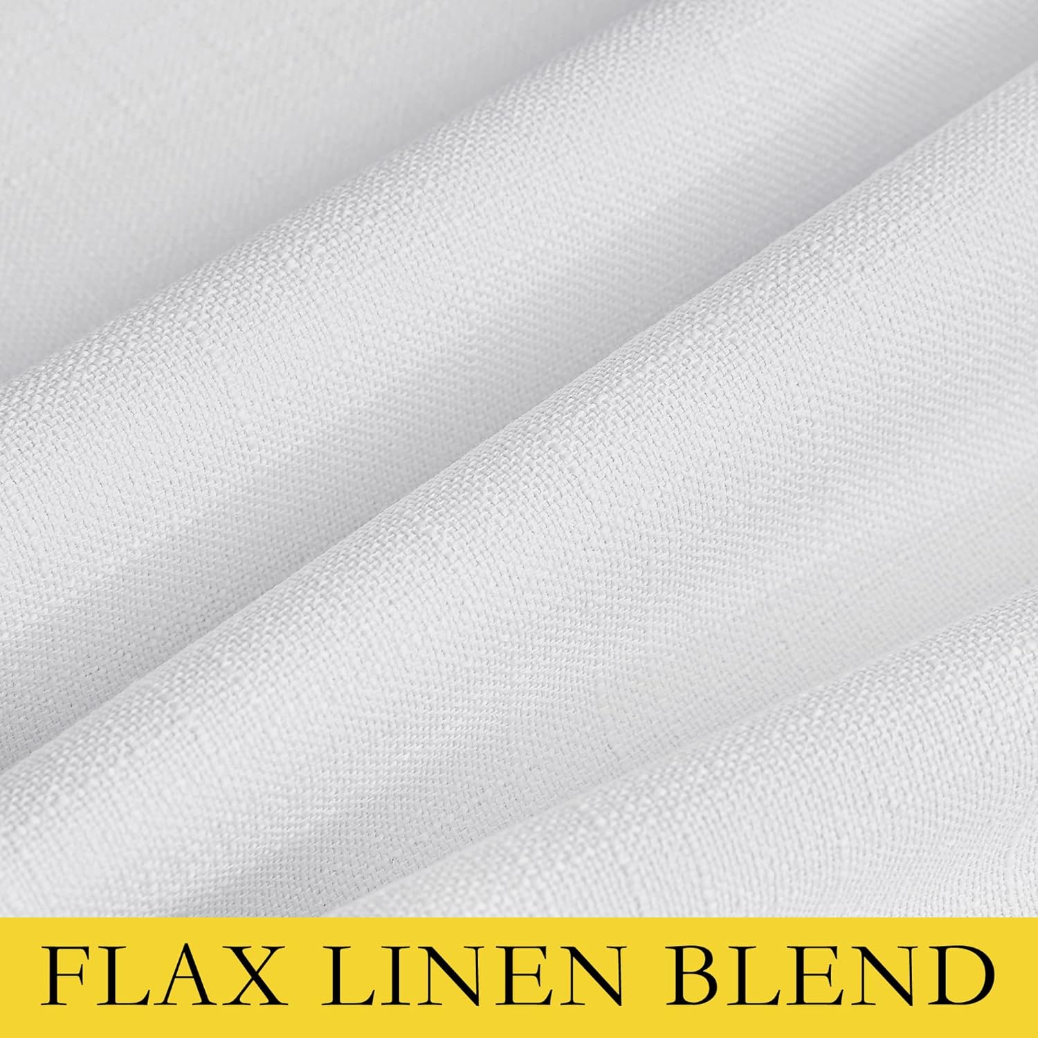 NICETOWN 100% Absolutely Blackout Linen Curtains with Thermal Insulated White Liner, White, 34 inches Wide, 70 inches Length Energy…