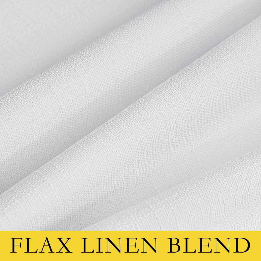NICETOWN 100% Absolutely Blackout Linen Curtains with Thermal Insulated White Liner, White, 34 inches Wide, 90 inches Length Energy…