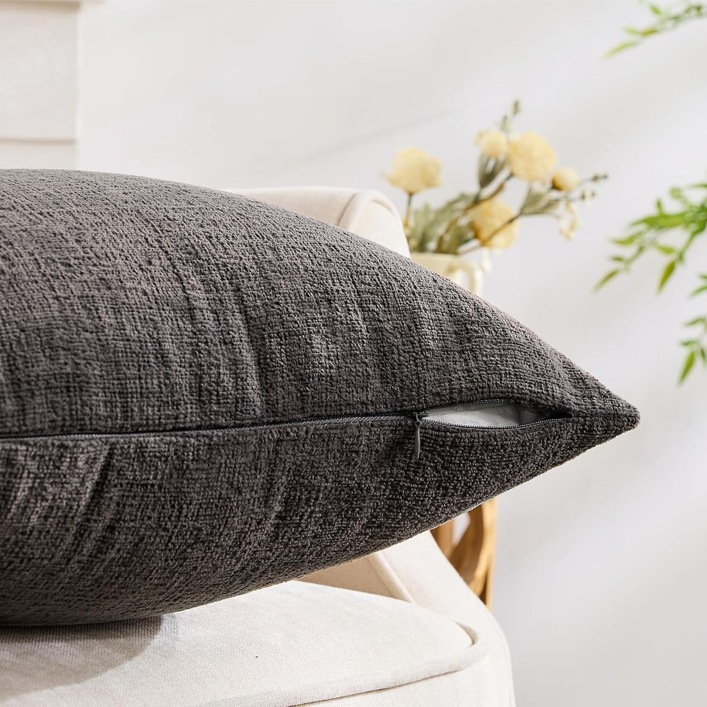 Gawamay Set of 2 Decorative Lumbar Soft Chenille Throw Pillow Covers 12x20 Inch (30x50 CM), Boho Farmhouse Cushion Cases, Couch Pillow Cove…