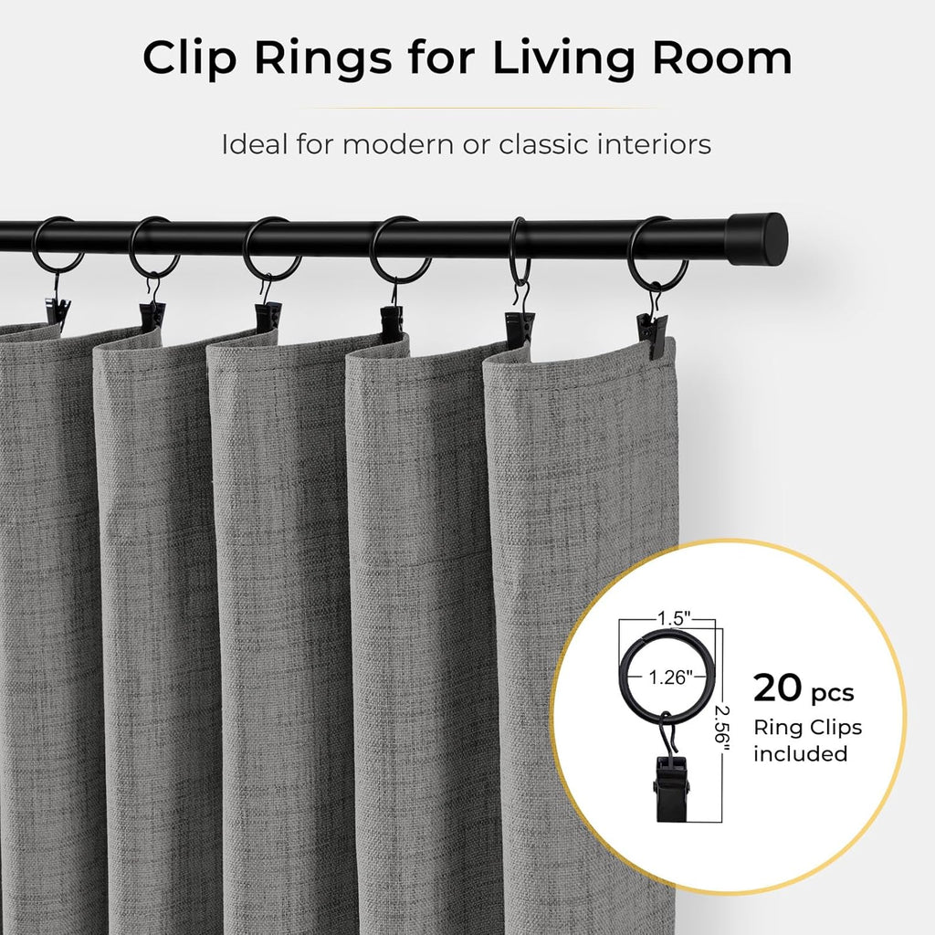 INOVADAY Blackout Curtains, 2-Panel Linen Textured 100% Thermal Insulated Room Darkening Sun Blocking Drapes for Bedroom, Nursery, Living…
