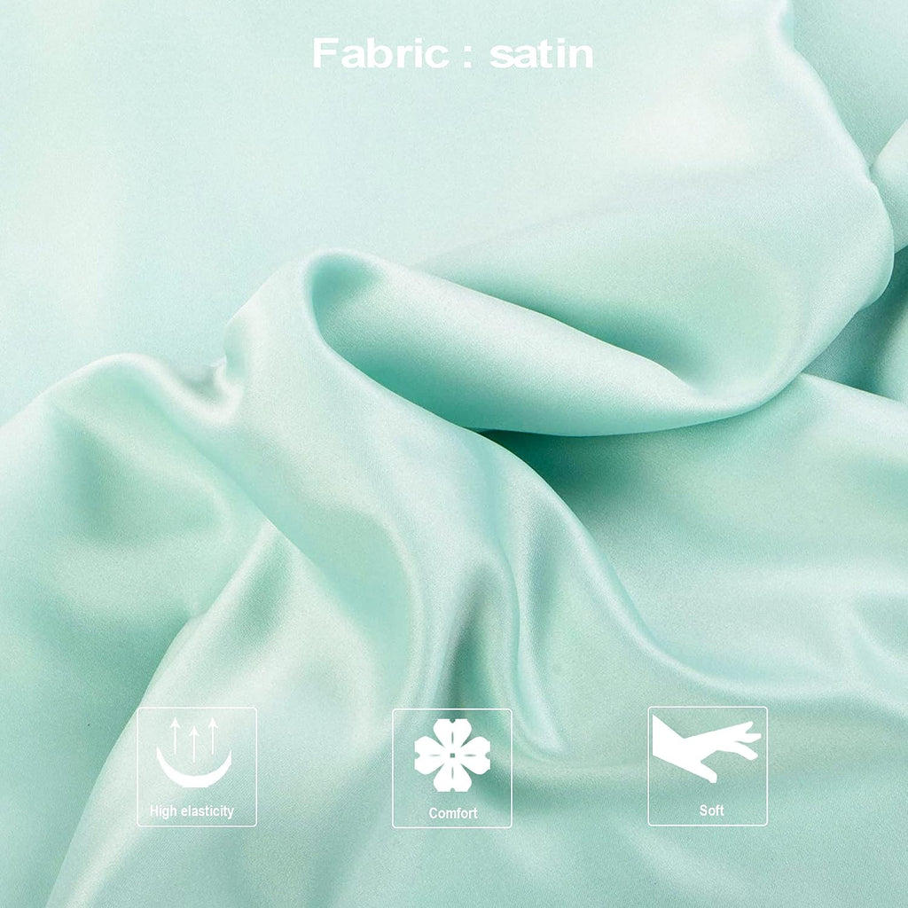Ntbay Zippered Satin Pillow Cases for Hair and Skin, Luxury King Hidden Zipper Pillowcases Set of 2, 20x36 Inches, Cyan 36 Inches