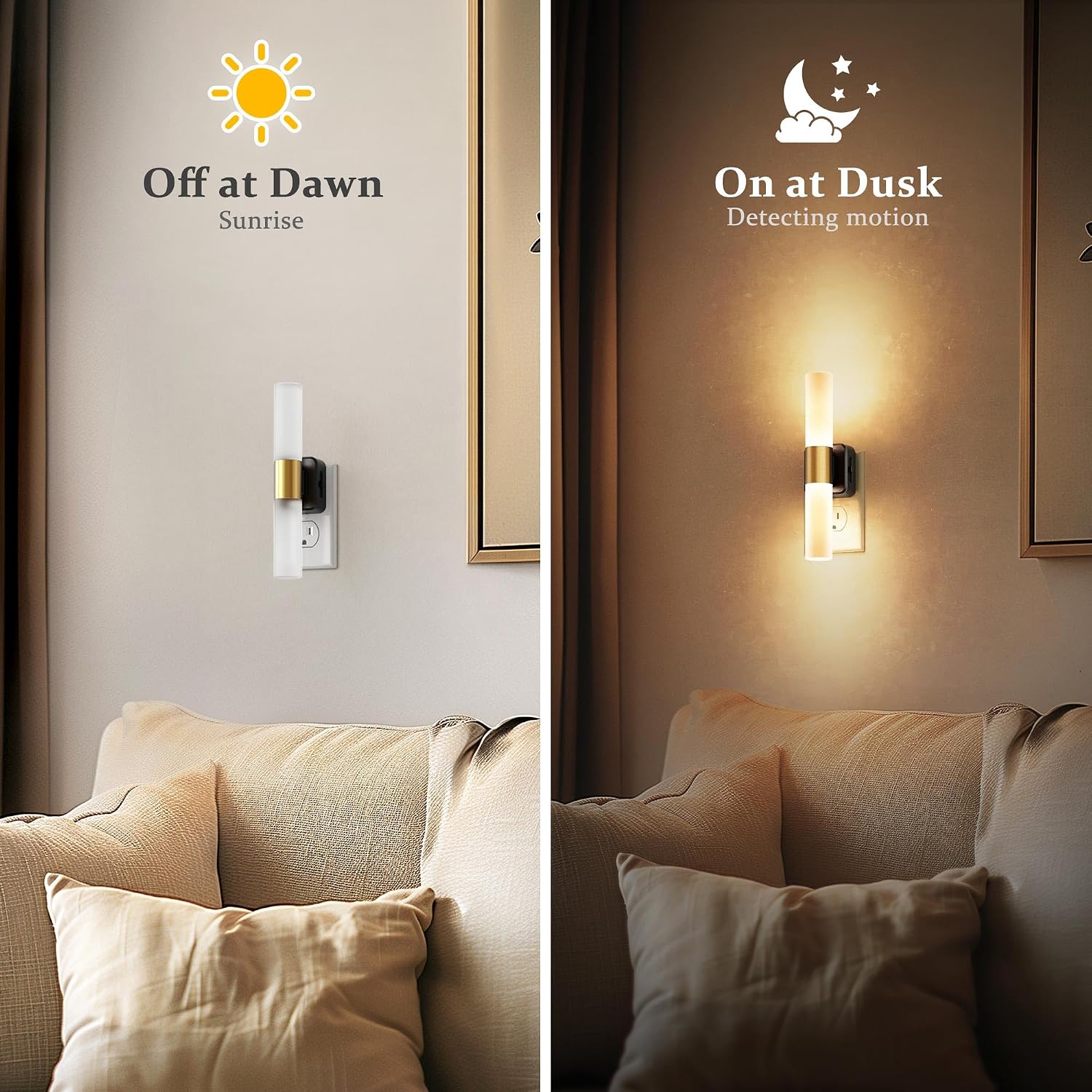 JandCase LED Night Light, 2 Pack Night Lights Plug into Wall, 3000K Soft White, 0-100LM Adjustable Brightness, 180° Rotating Plug in…