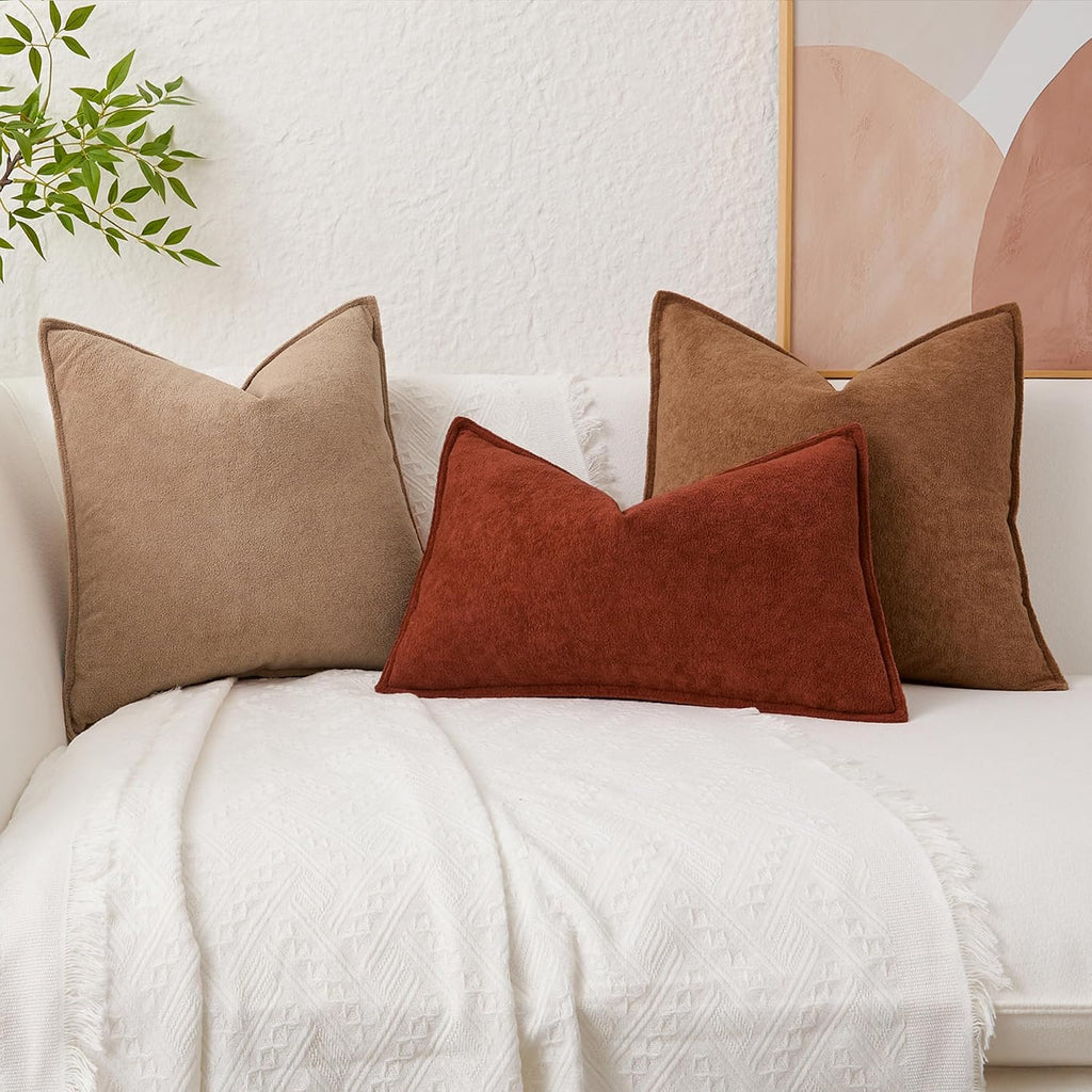 KevinTextile Kevin Textile Fall Waterproof Decorative Pillow Covers Burnt Brick 16x16 Inch Pack of 2 Soft Boucle Textured Throw Pillowcases…