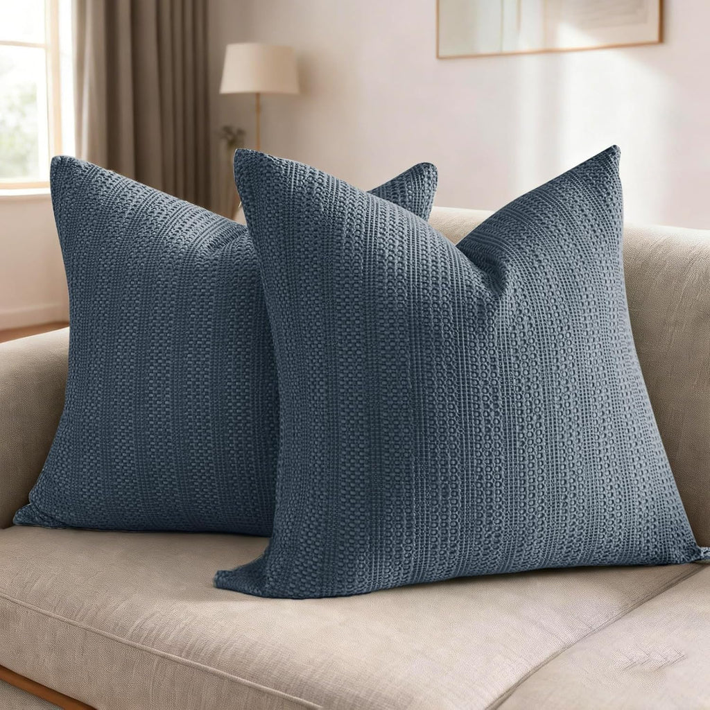 Cocoploceus 26x26 Pillow Covers Decorative Euro Shams Set of 2 Cotton Boho Throw Pillow Covers Large Square Pillowcase for Couch Bed, Blue…