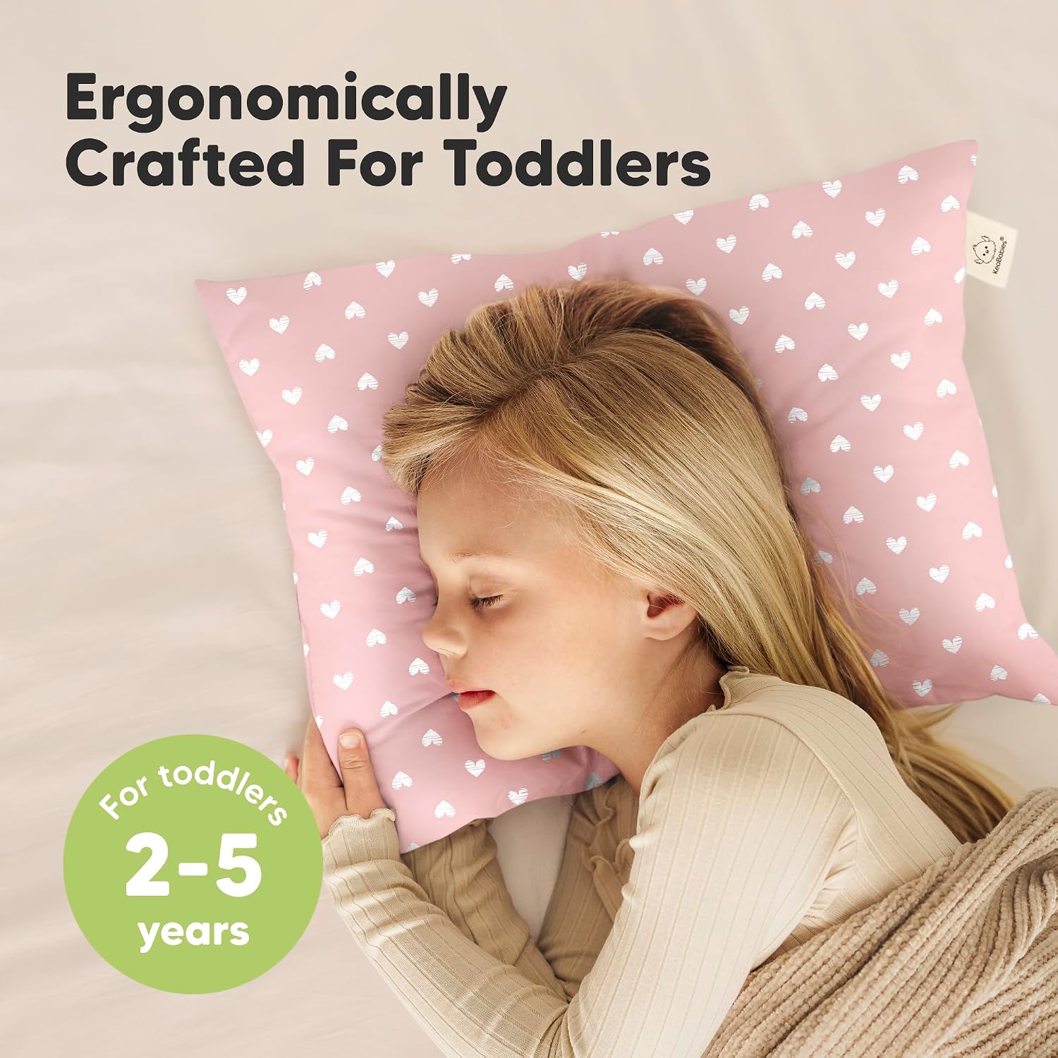 KeaBabies 2-Pack Toddler Pillows 2 Year Old to 5-13x18 Soft Organic Cotton Kids Pillow for Sleeping, Travel, School, Daycare, Nap…