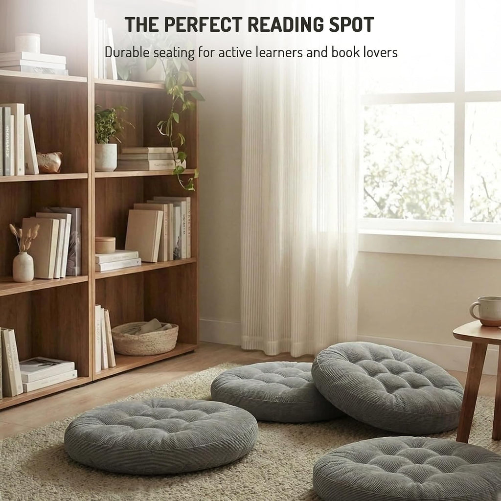 Degrees of Comfort Meditation Floor Pillow, Round Large Pillows Seating for Adults, Tufted Corduroy Cushion for Tatami Living Room, Grey…