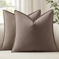 Anroduo Pack of 2 Decorative Linen Pillow Covers Light Taupe Neutral Farmhouse Boho Soild Cushion Case Soft Accent Pillowcase for Couch Sof…