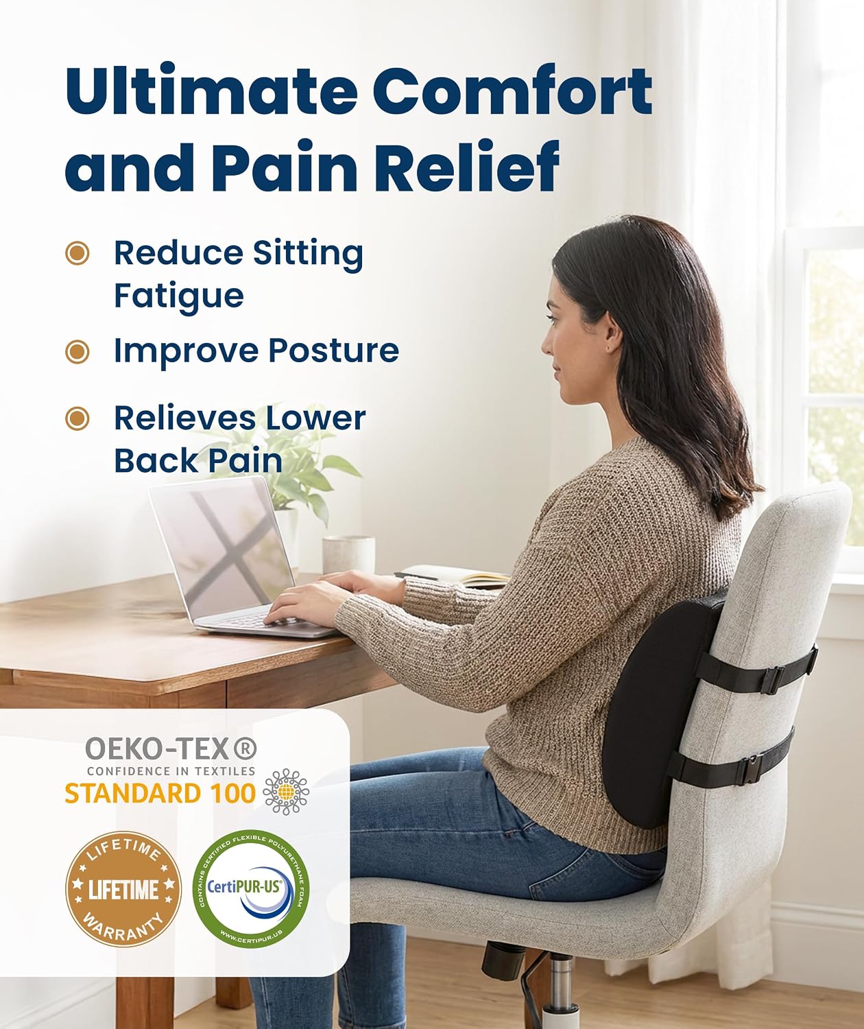EverlastingComfort Everlasting Comfort The Original Lumbar Support Pillow for Office Chair - Improves Posture, Promotes Back - Superior Bac…