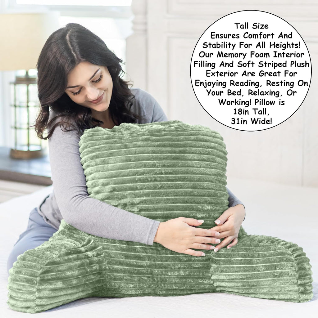 Homie Reading Pillow with Reading Light and Wrist Support, Has Arm Rests, and Back Support for Bed Rest, Lounging, Reading, Working on…