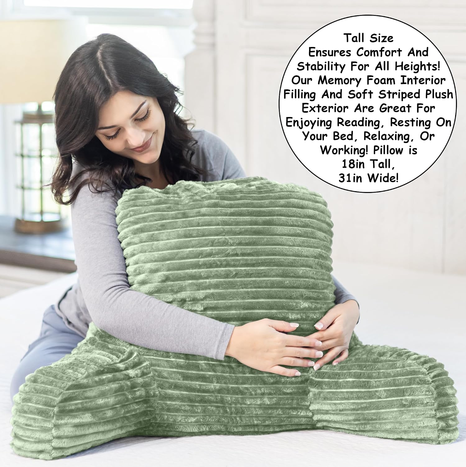 Homie Reading Pillow with Reading Light and Wrist Support, Has Arm Rests, and Back Support for Bed Rest, Lounging, Reading, Working on…