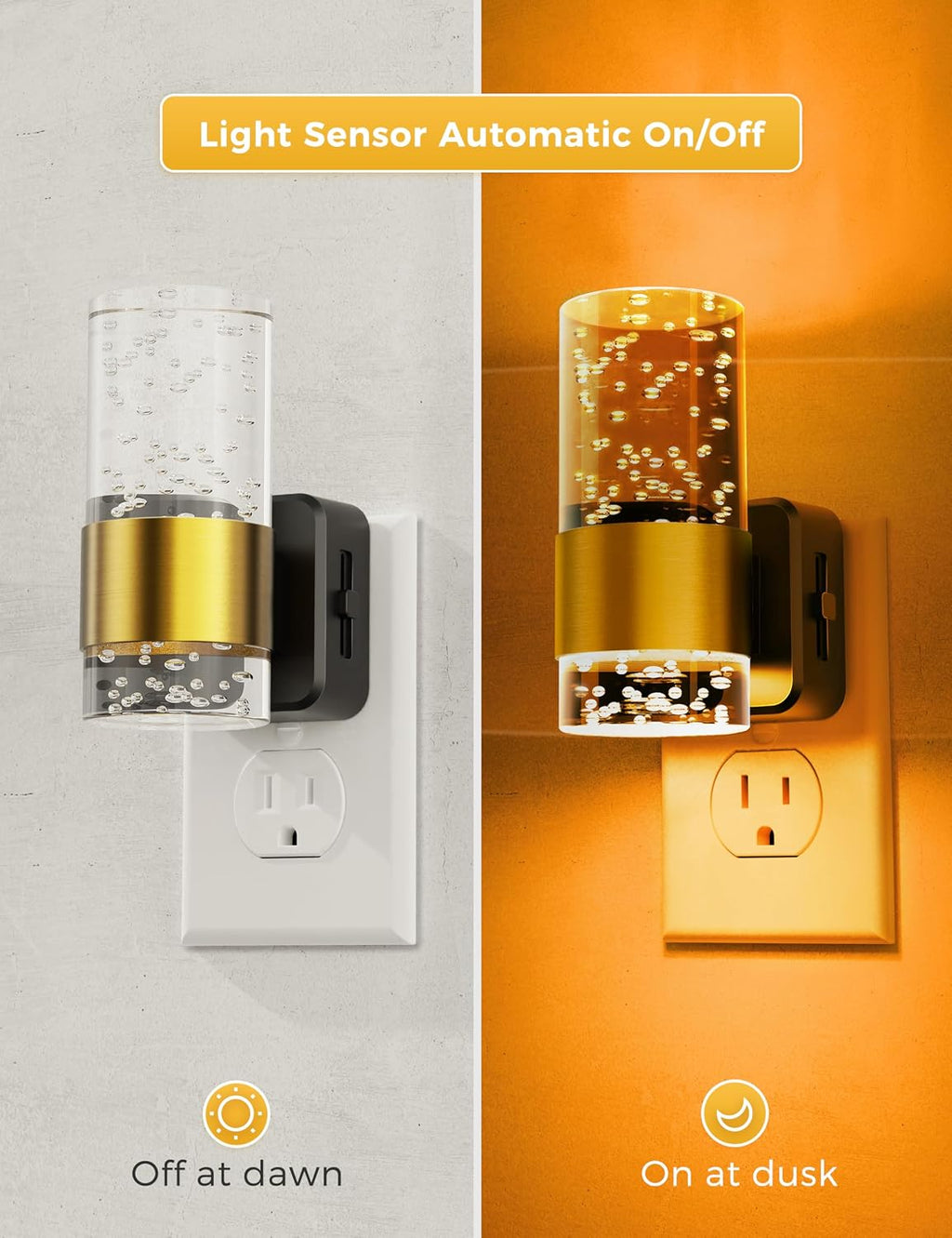L LOHAS LED Night Lights Plug into wall, Amber Night Light with Adjustable Brightness, Plug in NightLight with Auto Light Sensor, Wall…
