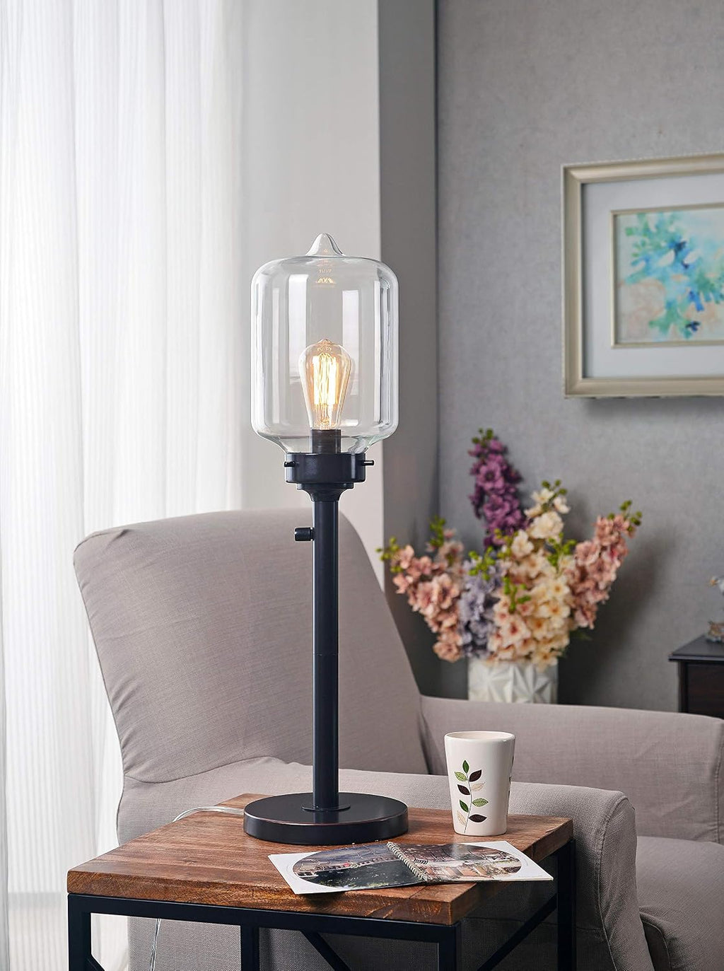 Kenroy Home 32407ORB Casey Table Lamp with Oil Rubbed Bronze Finish, Rustic Style, 28.25" Height, 7.875" Width, 7.875" Depth