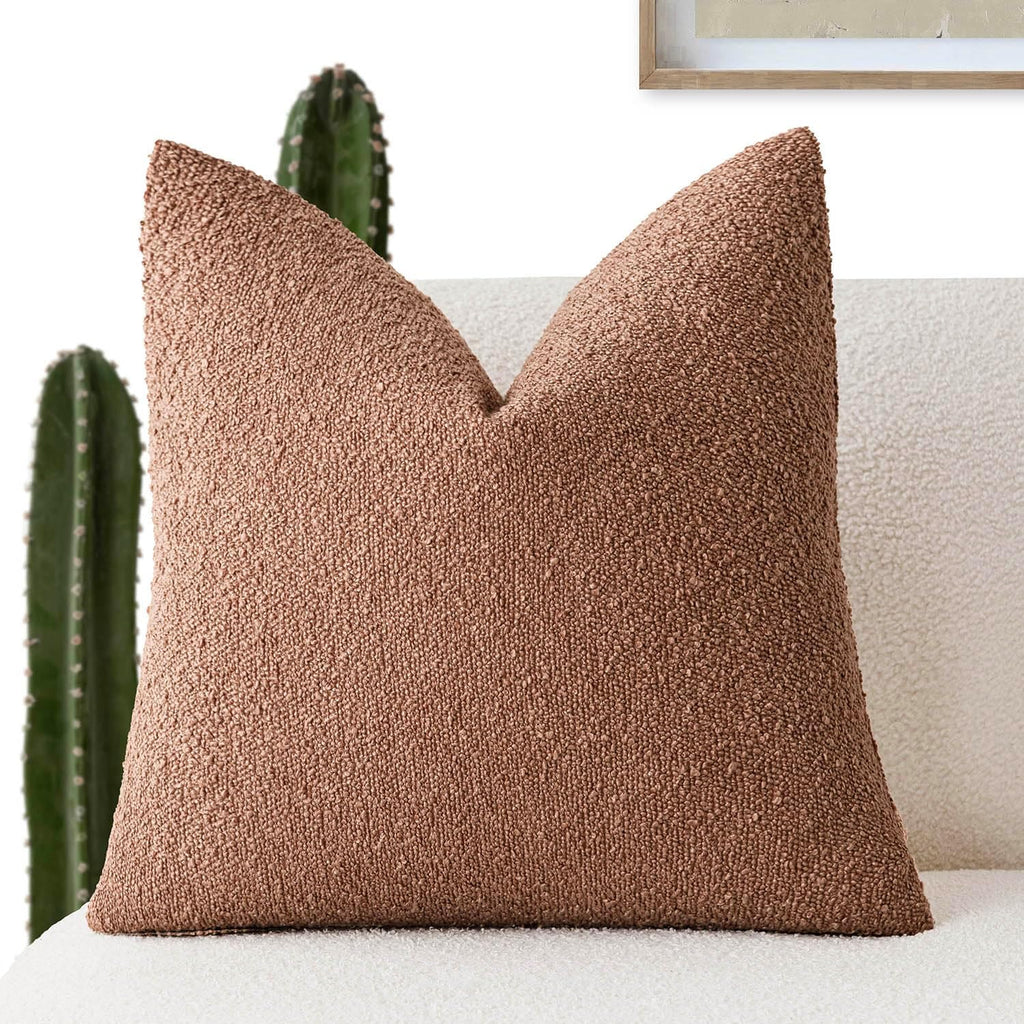 Foindtower Decorative Textured Boucle Throw Pillow Covers Accent Solid Pillow Cases Neutral Soft Cozy Couch Cushion Case for Chair Sofa…
