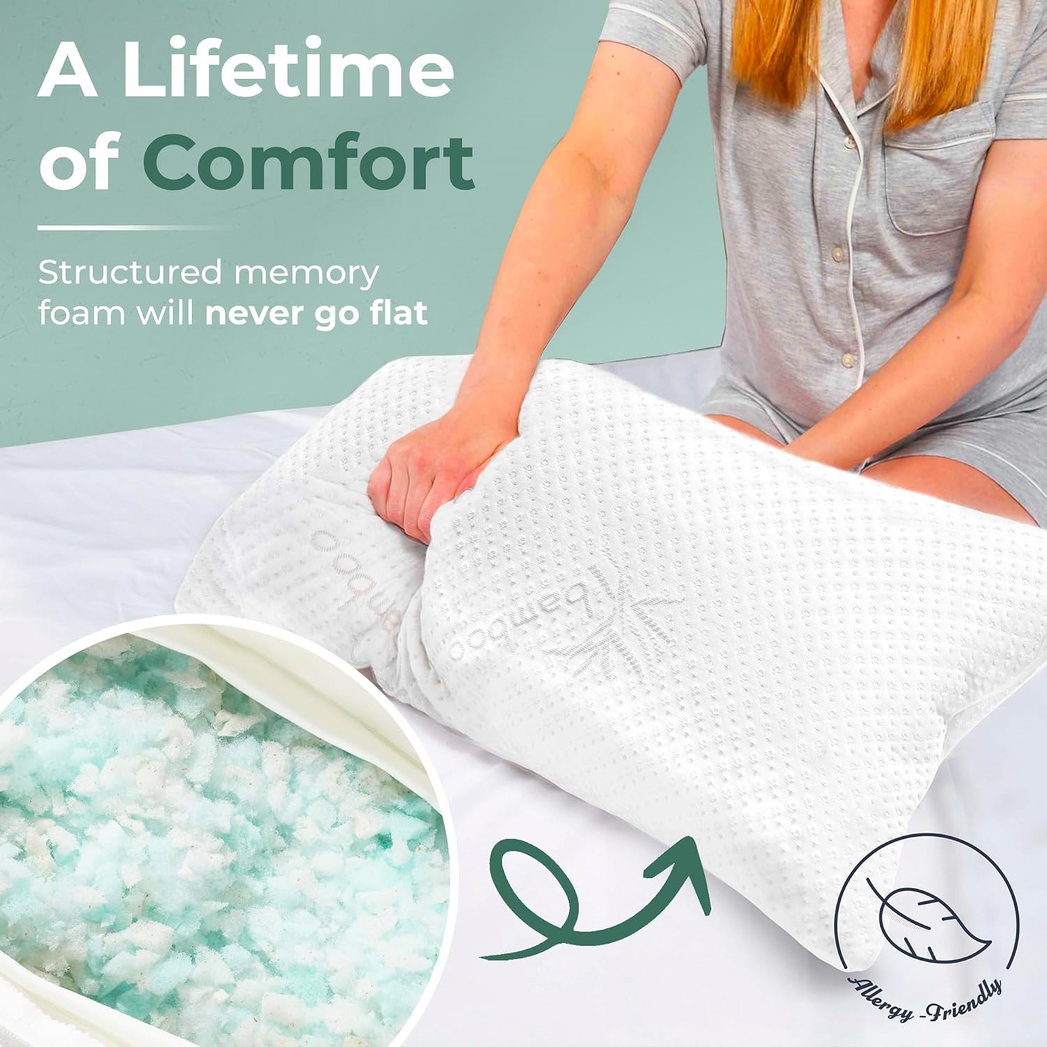 Snuggle-Pedic Standard Shredded Memory Foam Pillow for Sleeping - Cooling and Neck, Back, and Shoulder Support - Ideal for Side Sleepers…