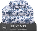Ruvanti 4 Pcs Cotton Sheets - 100% Natural Cotton Soft, Lightweight & Breathable Crispy Percale Bed Sheets, Twin XL Sheet Sets 16" Deep Poc…