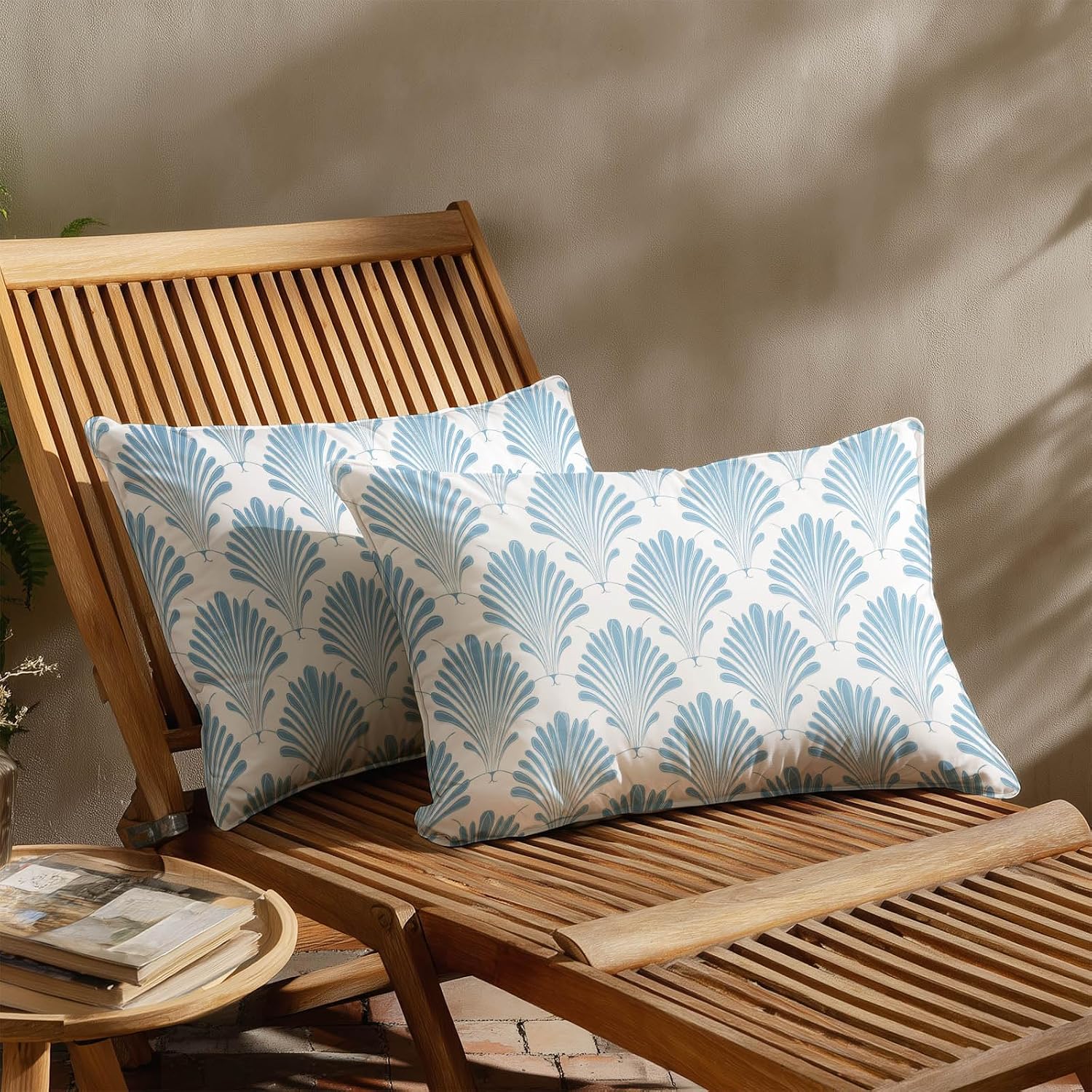 HOMETITUTE Pillow Covers Decorative Pack of 2 Satin 12x20 Inch Blue Fan Art Lumbar Throw Pillow Cases for Sofa Couch Living Room…